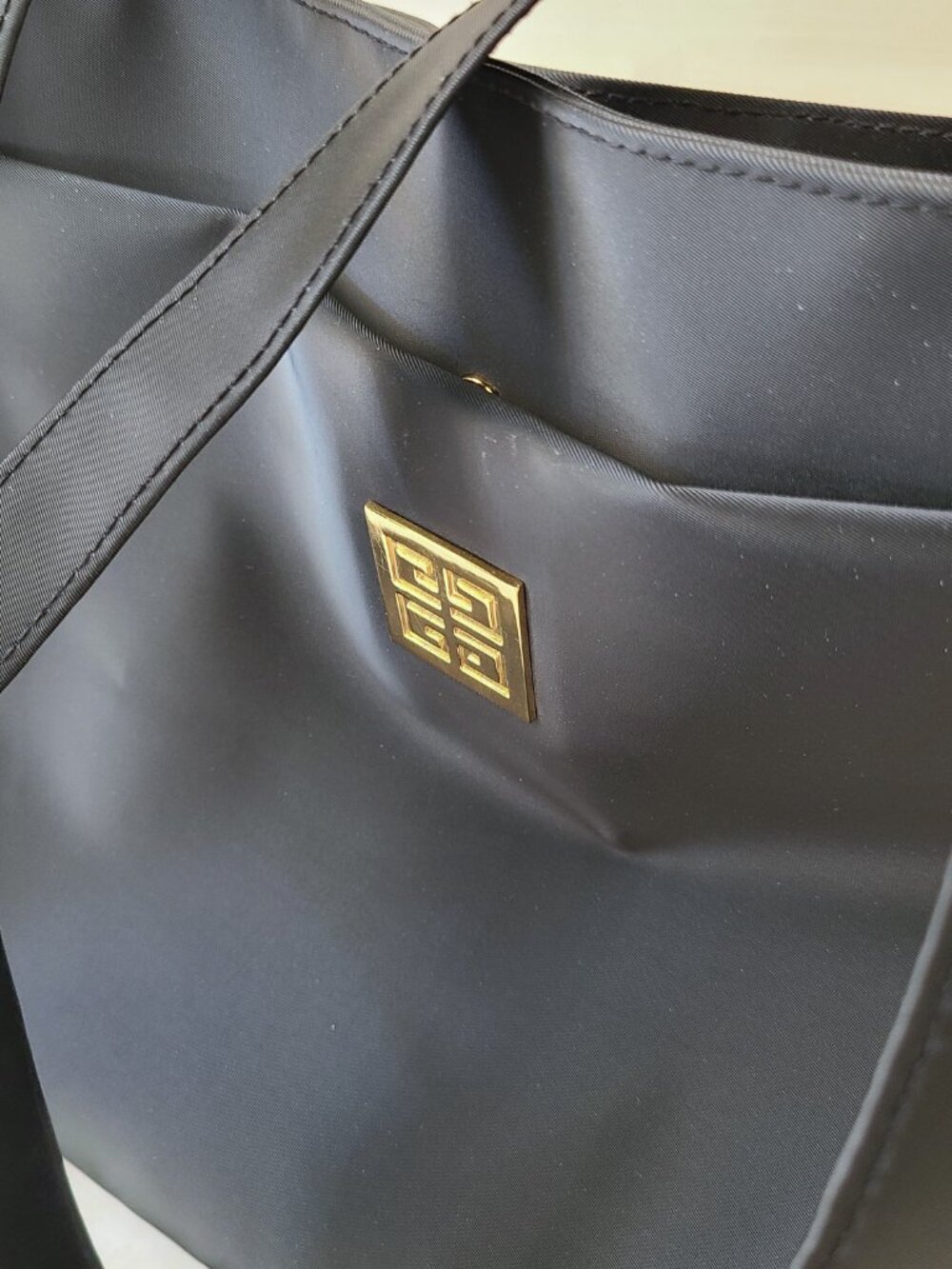 GIVENCHY Parfums LARGE Black Nylon Tote Gold Hardware Carryall Bag Purse - Picture 6 of 9